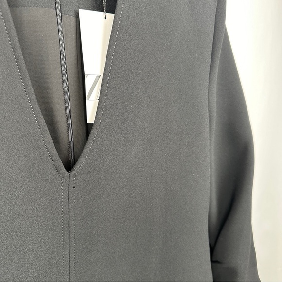 NWT Zara Black V-Neck Mini Long Sleeve Dress | US Size Large - Picture 10 of 14